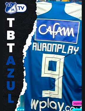 TBT Azul – Auron Play recibe la camiseta de Millonarios